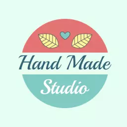 Charming Pink and Aqua Leaf Design for Handicraft Logo Template