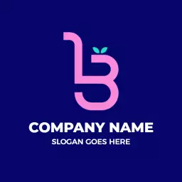 Charming Pink and Blue B Letter Design with Leaf Element Logo Template