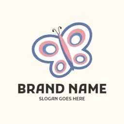 Charming Pink and Blue Butterfly Design Representing Beauty Logo Template