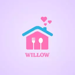 Charming Pink and Blue Kitchenware Home Design Logo Template