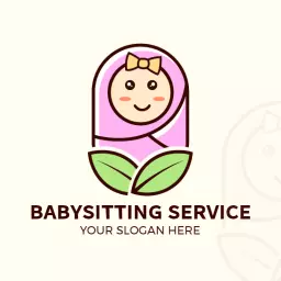 Charming Pink and Green Design for Trusted Babysitting Logo Template