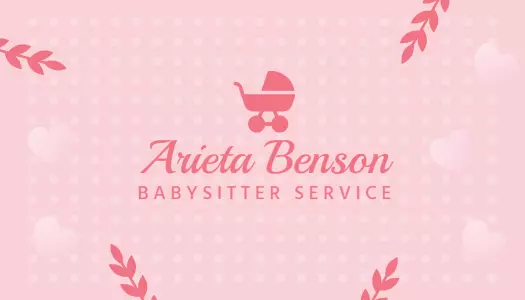 Charming Pink Babysitter Service Business Card Template