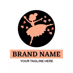 Charming Pink Ballerina Dancing Among Stars Princess Logo Template