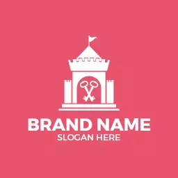 Charming Pink Castle Design with Keys for Security Logo Template