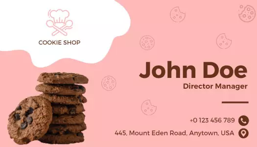 Charming Pink Cookie Shop Bakery Business Card Template
