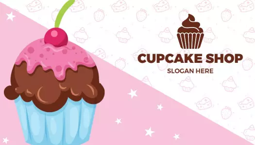 Charming Pink Cupcake Shop Bakery Business Card Template
