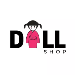 Charming Pink Doll Design Representing a Doll Shop Logo Template
