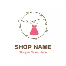 Charming Pink Dress Suspended in Nature Inspired Clothing Brand Logo Template