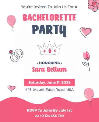 Charming Pink Floral Bachelorette Party Invitation Poster Template