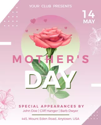 Charming Pink Floral Mother's Day Celebration Poster Template