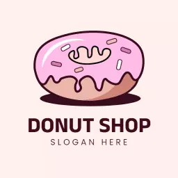 Charming Pink Frosted Donut Design for Donut Shop Logo Template