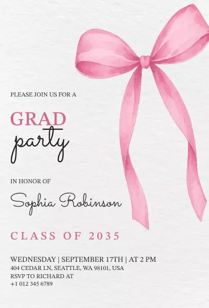 Charming Pink Graduation Party Celebration Invitation Template