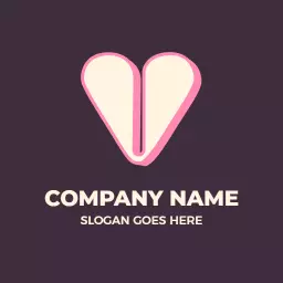 Charming Pink Heart-Shaped V Letter Design for Branding Logo Template