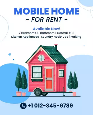 Charming Pink Mobile Home Rental Announcement Poster Template
