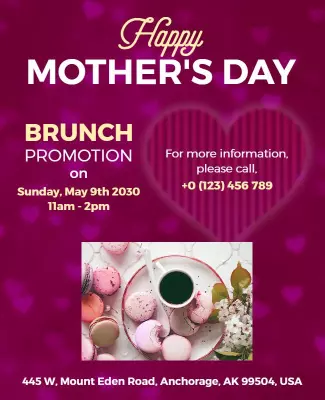 Charming Pink Mother's Day Brunch Promotion Poster Template
