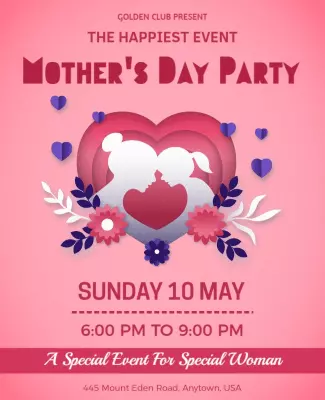 Charming Pink Mother's Day Celebration Party Poster Template