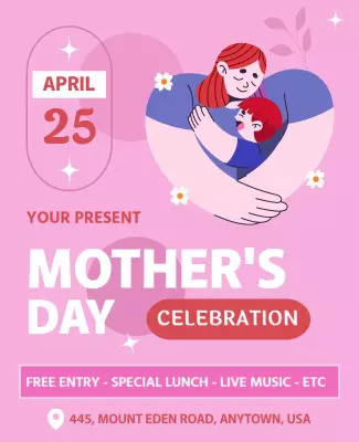 Charming Pink Mother's Day Celebration Poster Template