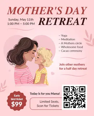 Charming Pink Mother's Day Retreat Event Flyer Template