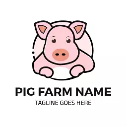 Charming Pink Pig Design Showcasing Your Pig Farm Logo Template