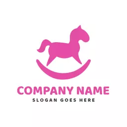 Charming Pink Rocking Horse Design for Minimalist Logo Template