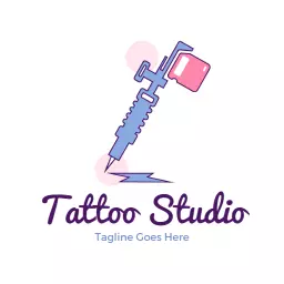 Charming Pink Tattoo Needle Design for Your Tattoo Studio Logo Template