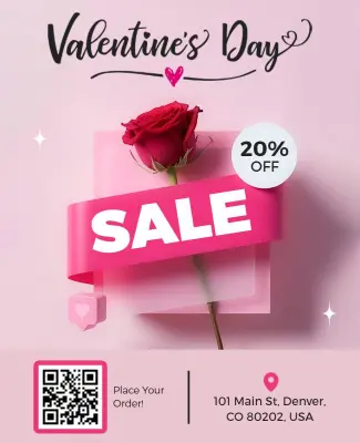 Charming Pink Valentine's Day Romantic Sale Flyer Template