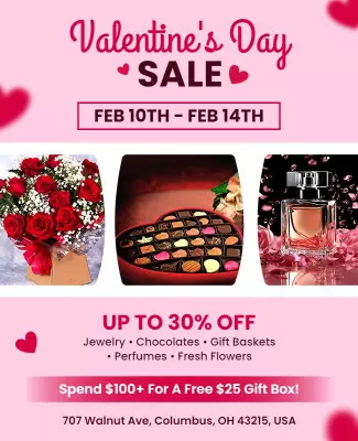 Charming Pink Valentine's Day Sale Event Poster Template