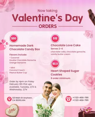 Charming Pink Valentine's Day Treats Order Poster Template