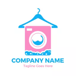 Charming Pink Washing Machine Represents Efficient Laundry Logo Template