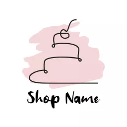 Charming Pink Wedding Cake Design for Bakery Logo Template