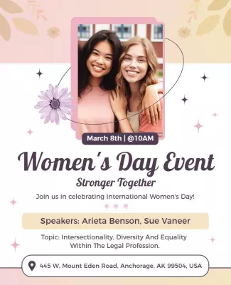 Charming Pink Women's Day Celebration Event Poster Template