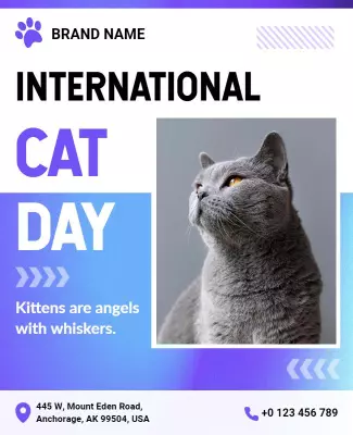 Charming Playful Cats International Cat Day Poster Template