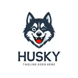 Charming Playful Husky Dog Design with Vibrant Colors Logo Template