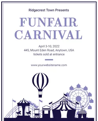 Charming Purple Funfair Carnival Celebration Poster Template
