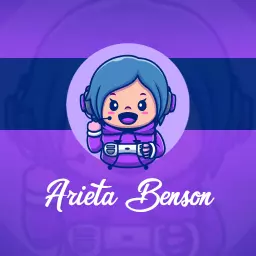 Charming Purple Gamer Character with Headset Design Logo Template