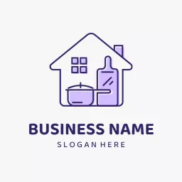 Charming Purple Kitchenware Design for Home Cooking Logo Template