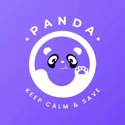 Charming Purple Panda Design Representing Peace and Savings Logo Template