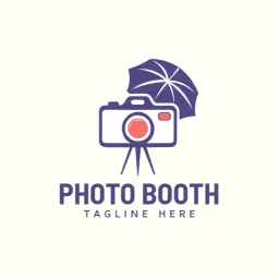 Charming Purple Photo Booth Camera Under Umbrella Logo Template