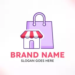 Charming Purple Shopping Bag Representing Local Mart Logo Template