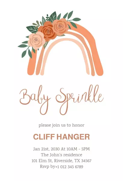 Charming Rainbow Floral Baby Sprinkle Celebration Invitation Template