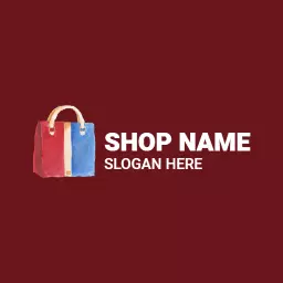 Charming Red and Blue Watercolor Tote Bag Design Logo Template