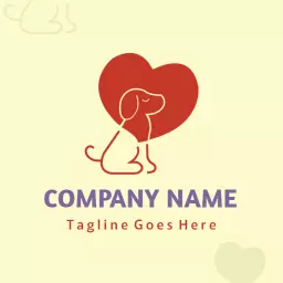 Charming Red Heart Symbolizing Love for Dogs Logo Template