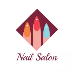 Charming Red, Orange, and Blue Nails Highlight Salon Logo Template
