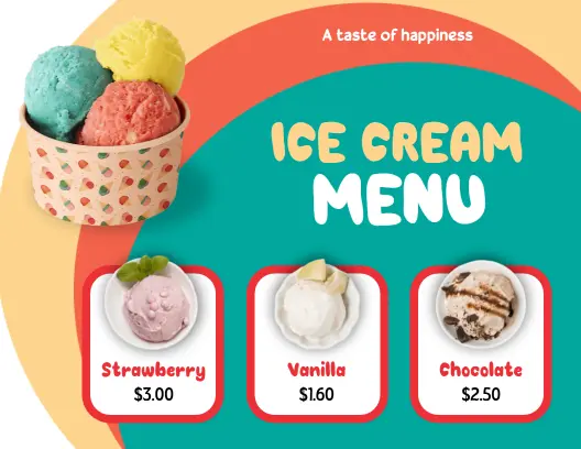 Charming Retro Scoop Shop Ice Cream Menu Template