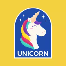 Charming Retro Unicorn Design on Bright Yellow Logo Template