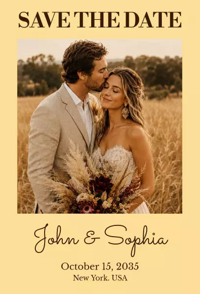 Charming Rustic Bohemian Wedding Save The Date Invitation Template