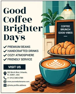 Charming Rustic Coffee Shop Brunch Experience Flyer Template