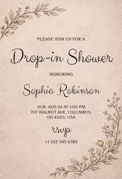 Charming Rustic Drop-in Shower Celebration Invitation Template