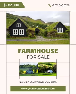 Charming Rustic Farmhouse Real Estate Listing Poster Template