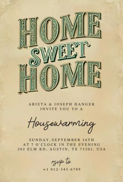 Charming Rustic Home Sweet Home Housewarming Invitation Template